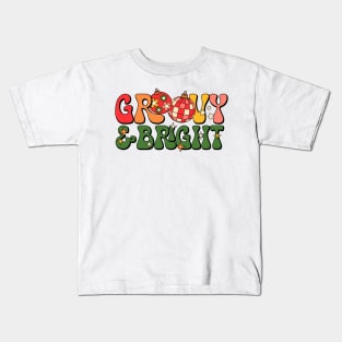 Groovy and Bright Vintage Retro Christmas Disco Ball Kids T-Shirt